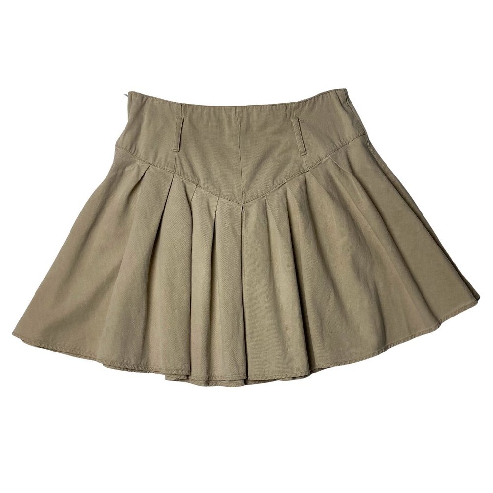 Vintage Tan Pleated Skirt High Rise Preppy